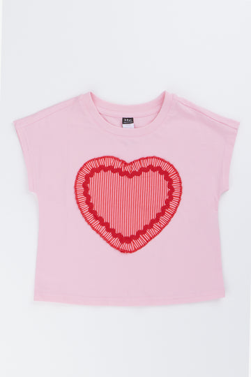 Pink Heart Ruffle T-Shirt