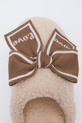 Beige Sherpa Bow Slippers (4)