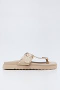 Beige Studded Moulded Thong Sandals (1)