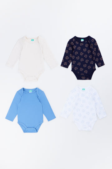 4 pack Long Sleeve Printed Bodysuits