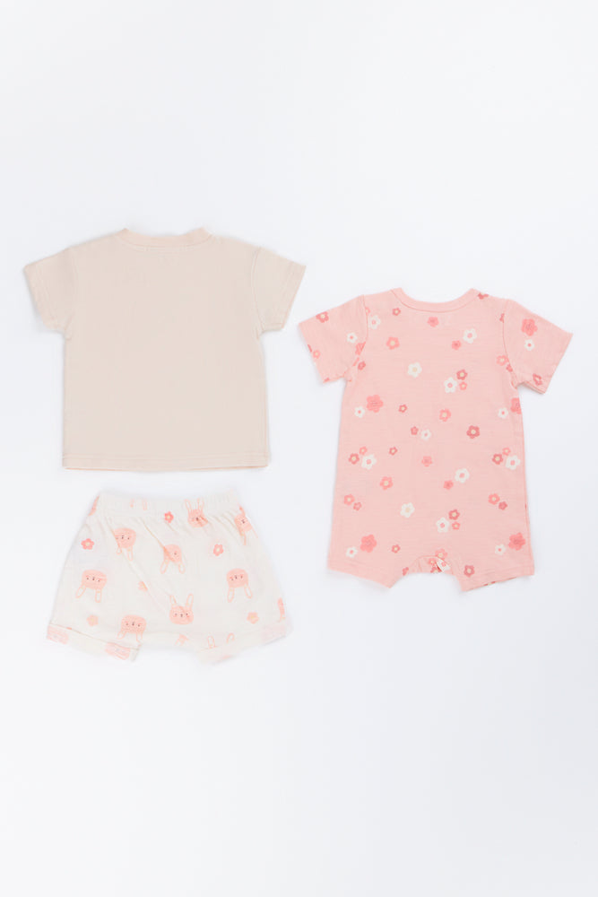3 Piece Floral Bunny Romper Set (2)