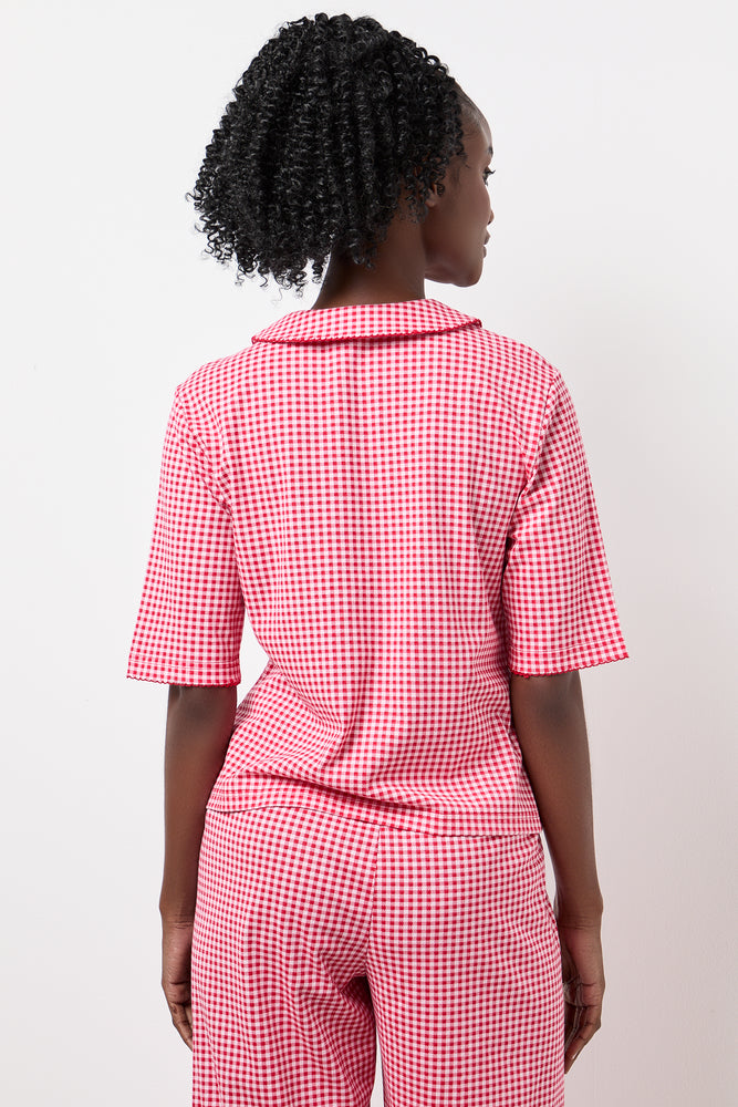 Red Gingham Button Through Pajamas (2)