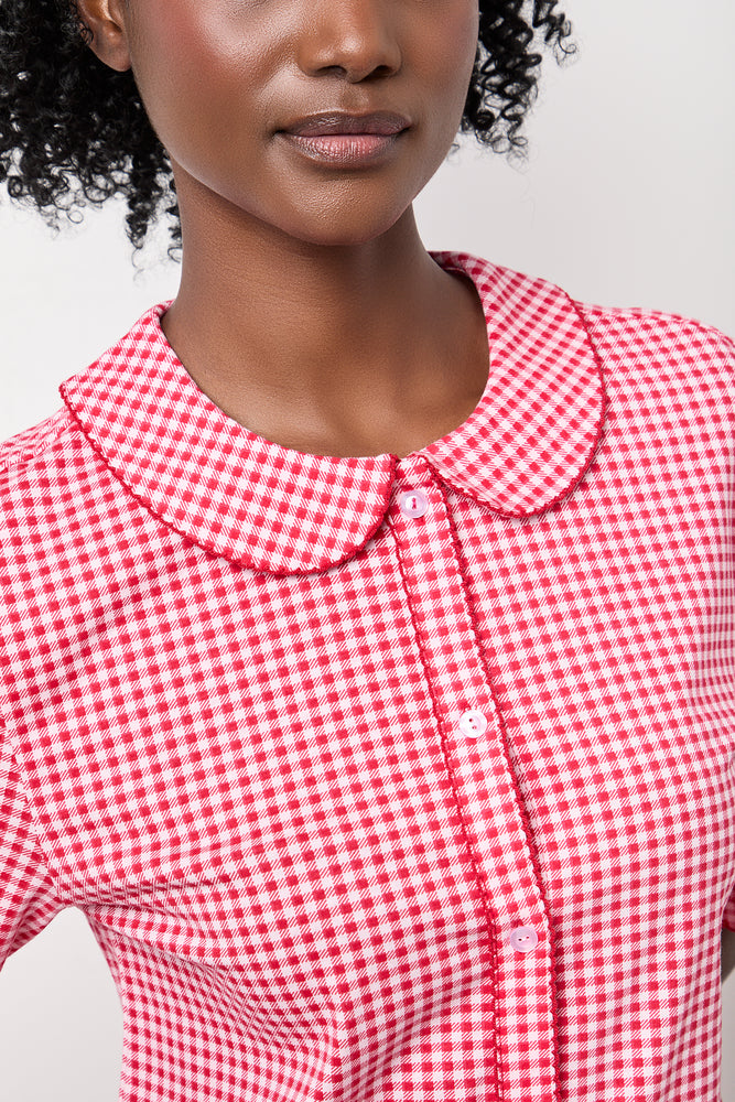 Red Gingham Button Through Pajamas (3)