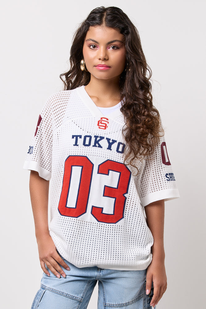 White Knitwear Soccer T-Shirt