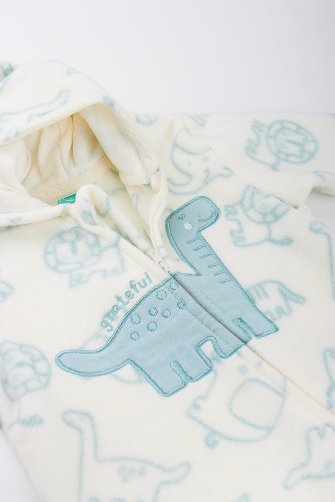 Cream Dinosaur Microfleece Jumpsuit (1)