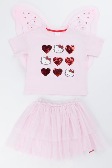 Pink Hello Kitty Wings Set