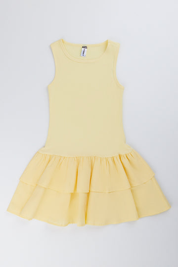 Yellow Sleeveless Tiered Rara Dress