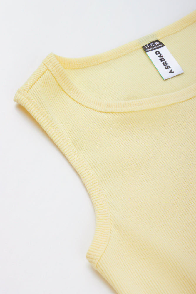 Yellow Sleeveless Tiered Rara Dress (1)
