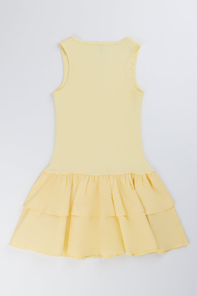 Yellow Sleeveless Tiered Rara Dress (3)