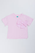 Pink Gingham Bow Detail T-Shirt