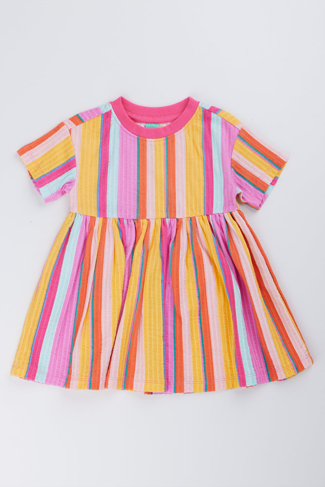 Dropped Shoulder Striped Dress