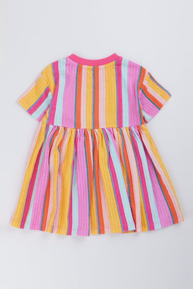 Dropped Shoulder Striped Dress (2)