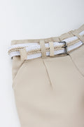 Belted Pleated Stone Chino Shorts (1)