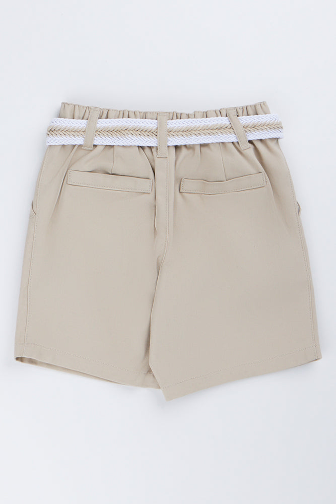 Belted Pleated Stone Chino Shorts (2)
