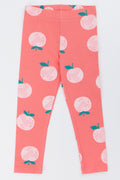 Coral Peach Fruit Print Leggings