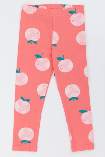 Coral Peach Fruit Print Leggings