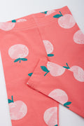 Coral Peach Fruit Print Leggings (1)