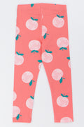Coral Peach Fruit Print Leggings (2)