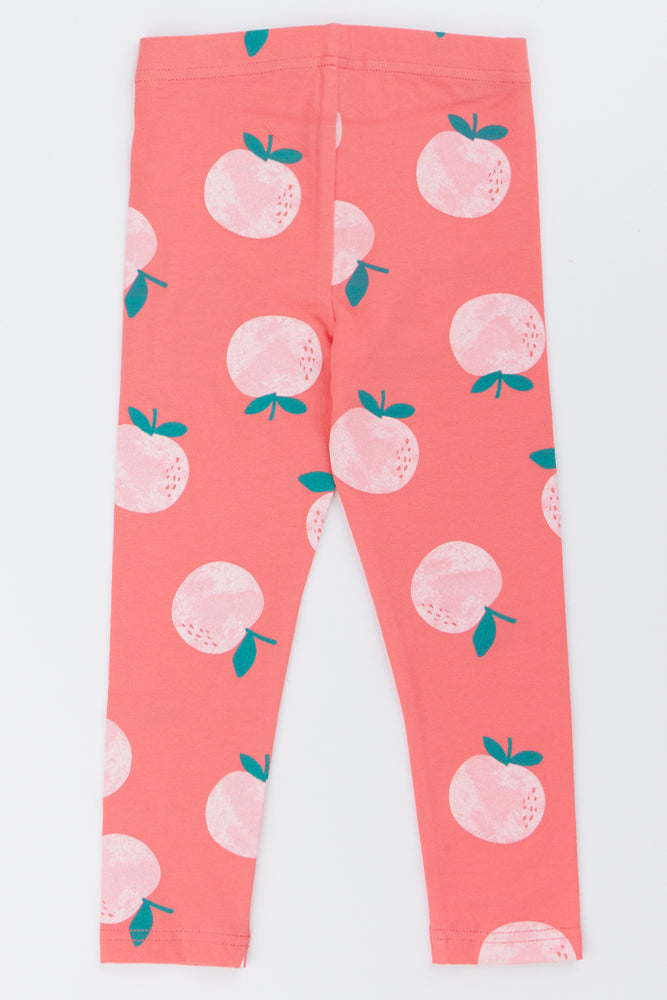 Coral Peach Fruit Print Leggings (2)