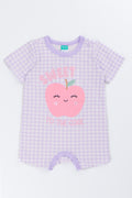 Lilac Gingham Apple Print Romper