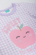 Lilac Gingham Apple Print Romper (1)