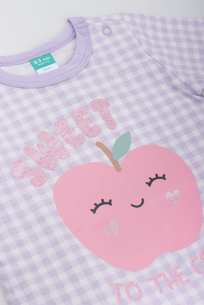 Lilac Gingham Apple Print Romper (1)