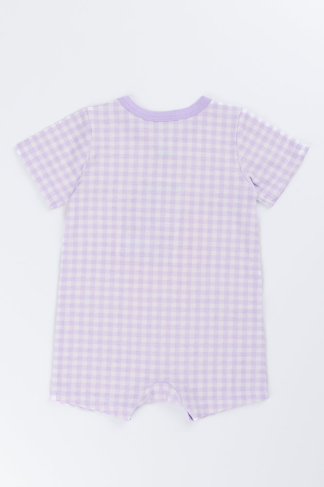 Lilac Gingham Apple Print Romper (2)