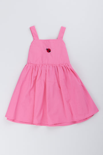 Pink Ladybug Woven Strappy Dress