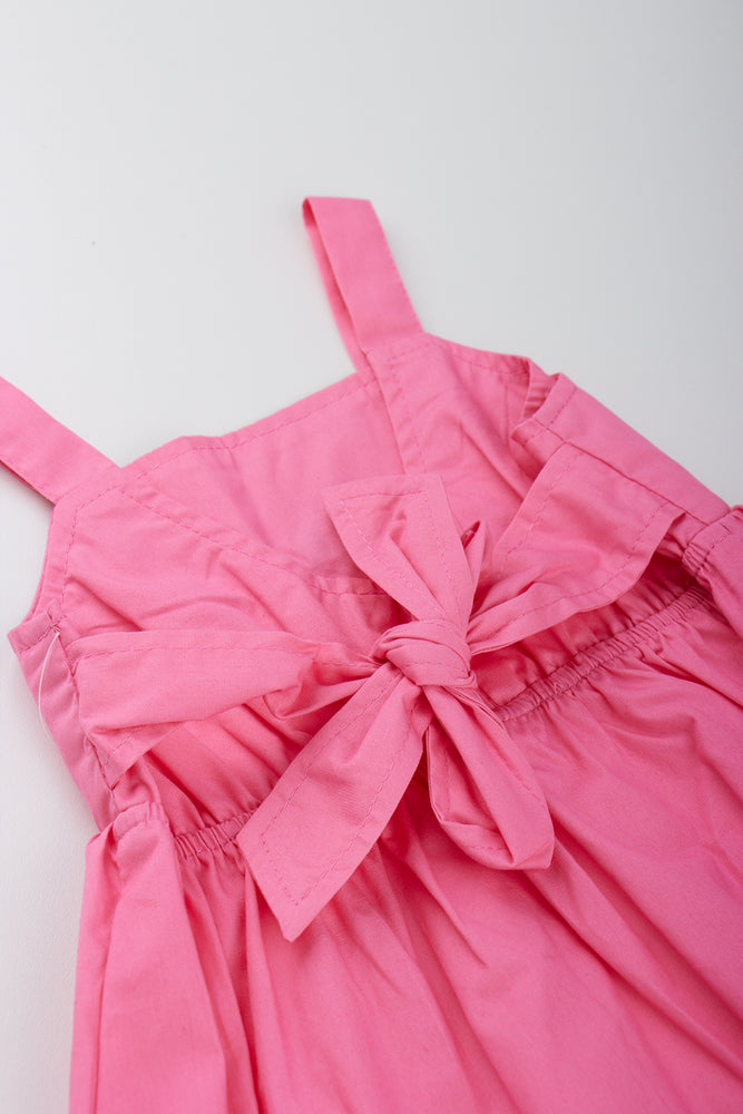 Pink Ladybug Woven Strappy Dress (1)