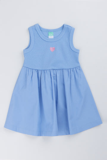 Blue Heart Print Knit Dress