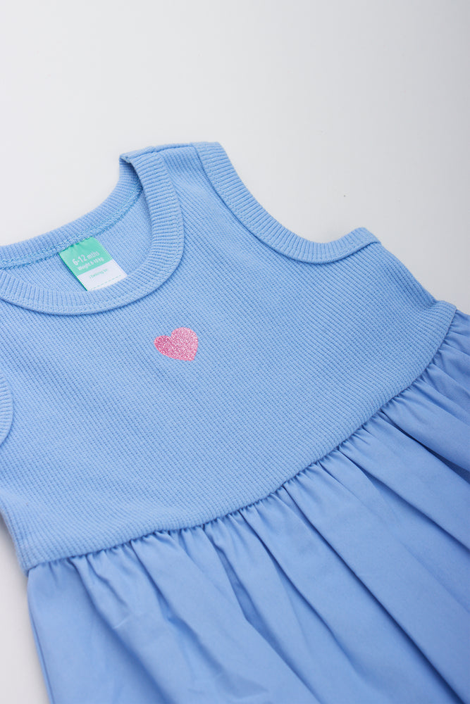 Blue Heart Print Knit Dress (1)