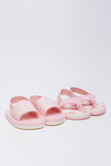 Pink Floral Toddler Sandals 2 Pack