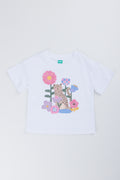 Leopard Flower Applique T-Shirt