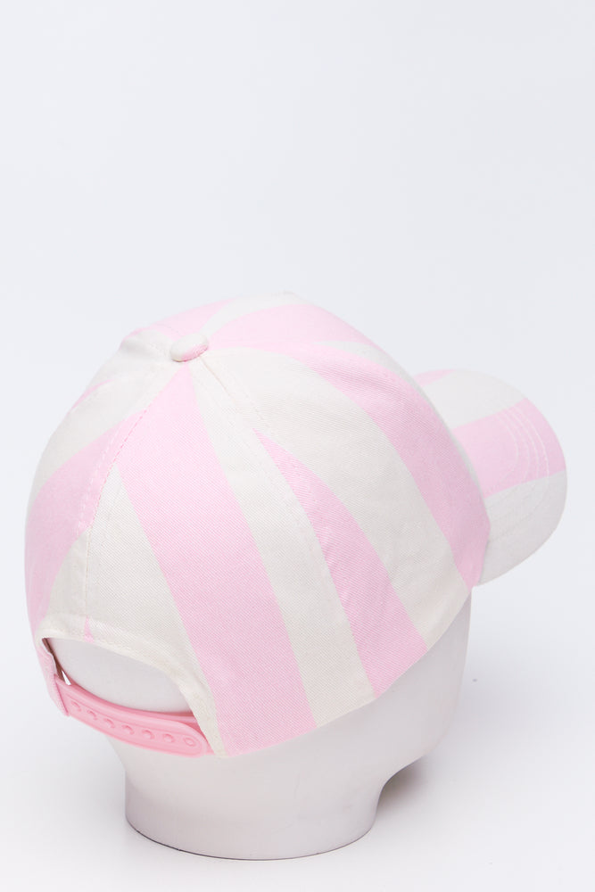 Light Pink Striped Strawberry Print Cap (2)