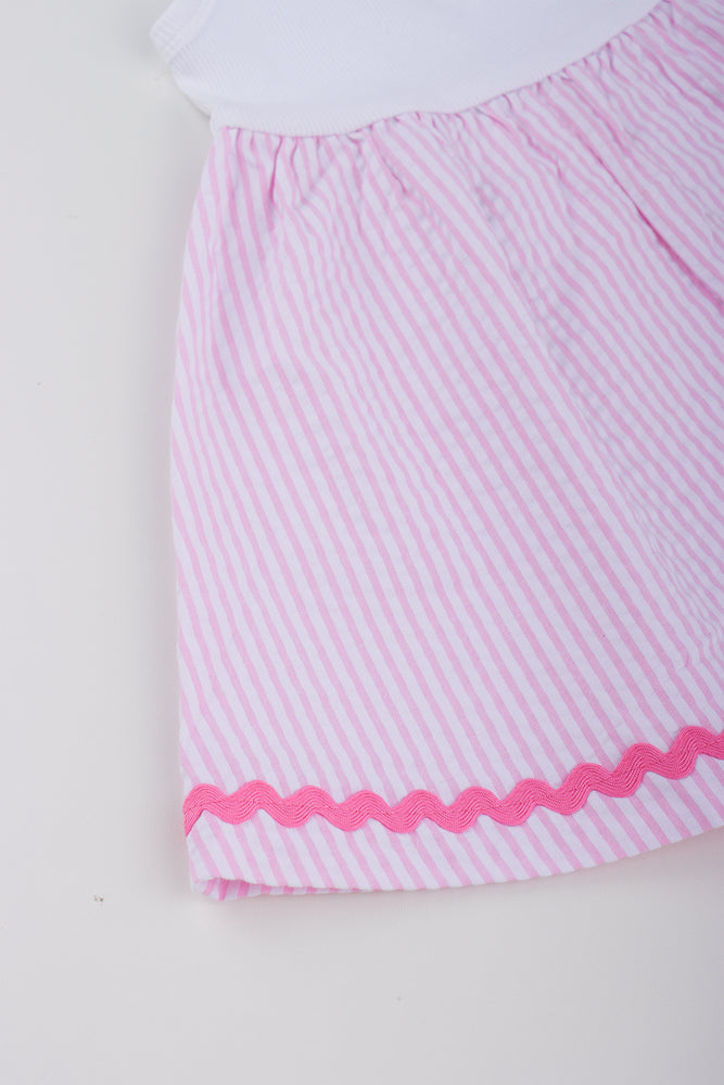 Pink Seersucker Knit Dress (1)