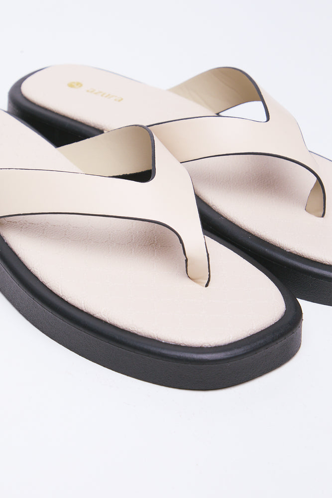 Cream Flatform Thong Sandals (2)