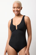 Black Tummy Control One Piece Swimsuit