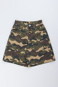 Camo Print Denim Jort Shorts