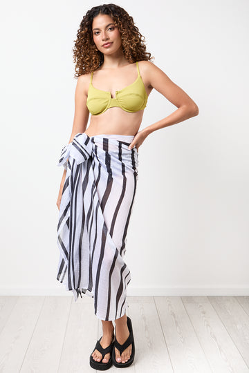 Black & White Striped Beach Sarong