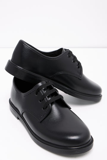 BFirst Boys Black School Shoes