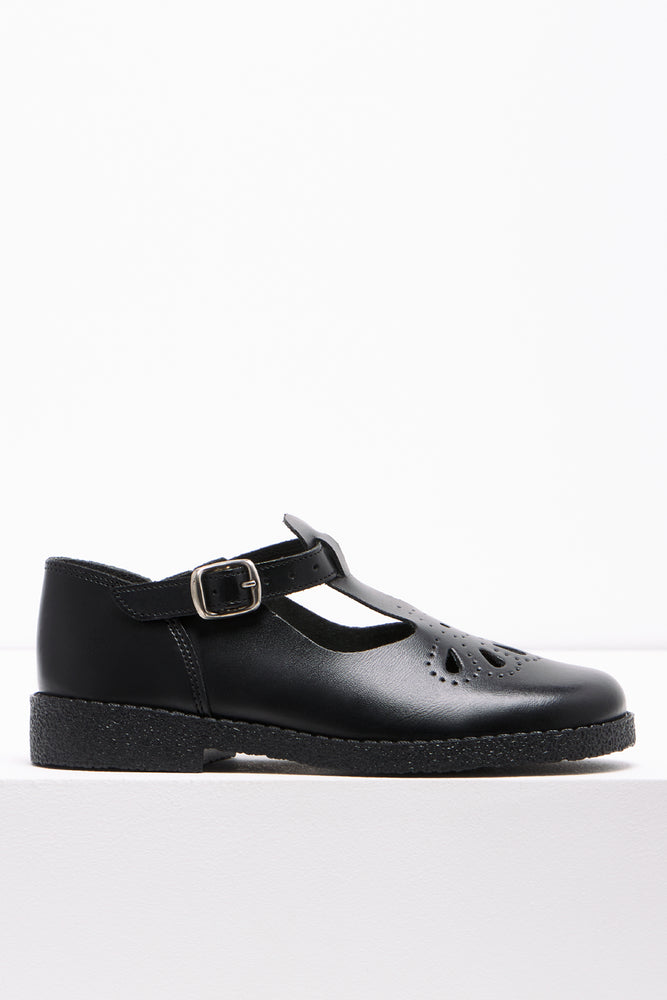 Pre Girls School Shoes Black Toughees (1)