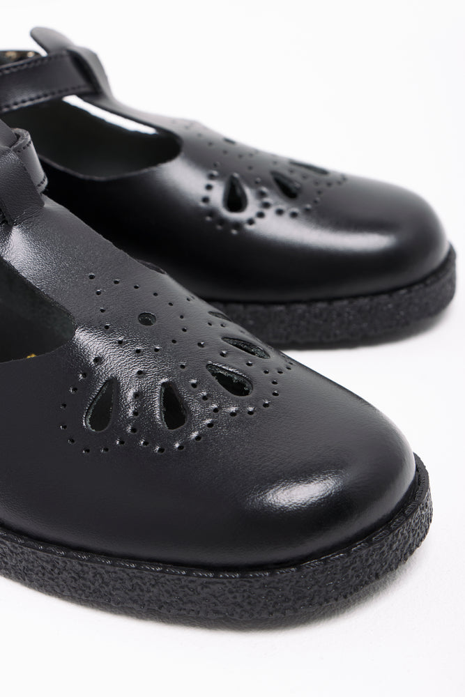 Pre Girls School Shoes Black Toughees (2)
