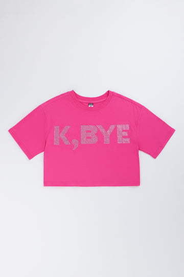 Cerise Diamante Slogan Boxy T-Shirt
