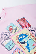 Pink Oversized Postcard Print T-Shirt (1)