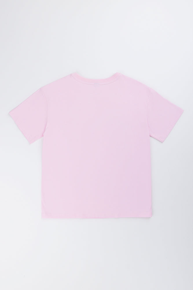Pink Oversized Postcard Print T-Shirt (2)