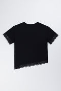 Black Lace Trim Oversized T-Shirt (3)