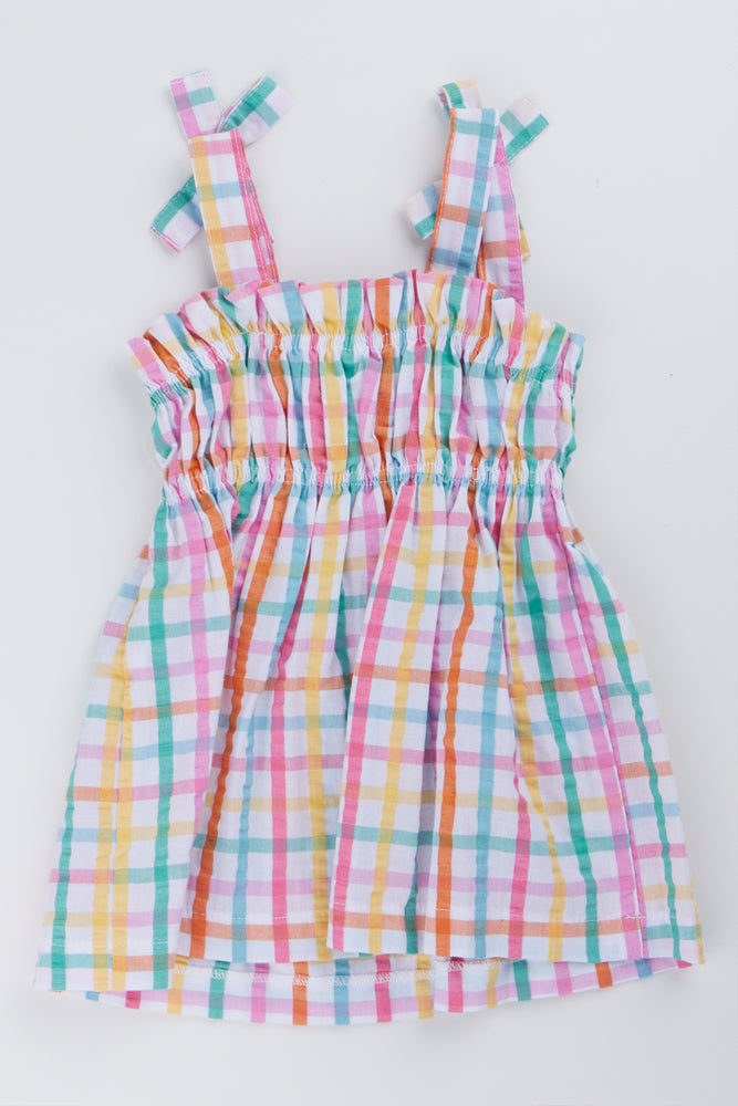 Rainbow Check Strappy Dress (2)