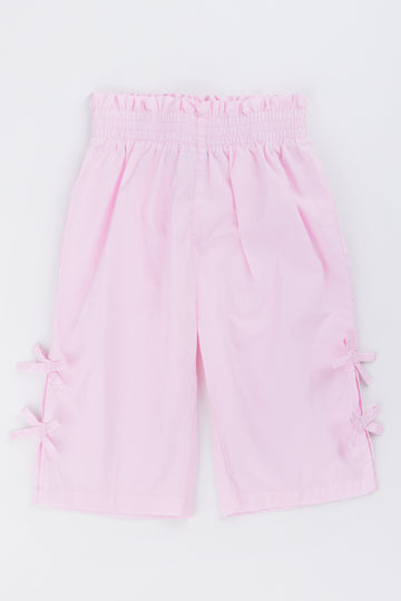 Pink Poplin Bow Detail Pants