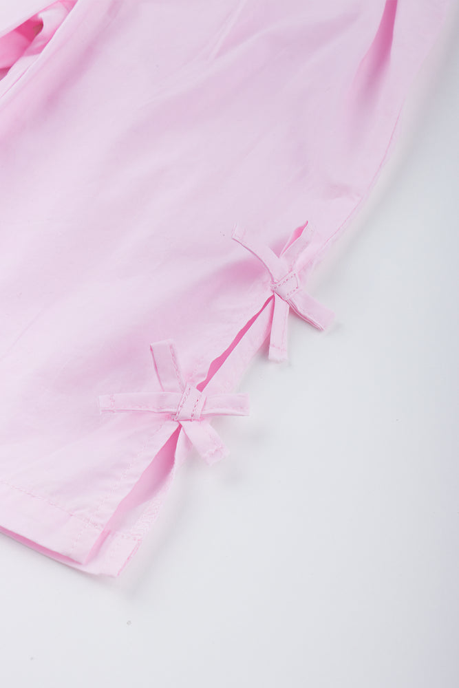 Pink Poplin Bow Detail Pants (2)