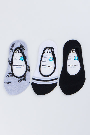 3 Pack Printed Secret Socks
